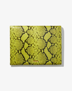 15" Laptop Clutch - Neon Green Python